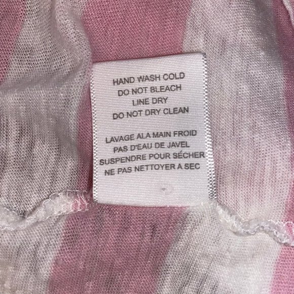 Joie 100% Linen Striped Oversized Pink White Knit Top Stretch XL T-Shirt Tee - Picture 8 of 9